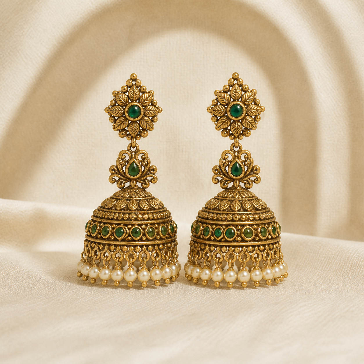 Vanya Emerald Jhumkas